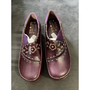 Spring Step L'Artiste Burbank Purple Leather Floral Clogs Womens 38 US 7.5-8